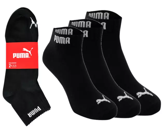 PUMA 3-12 Paire Chaussettes Quart Coton à la Cheville Unisexe Mix Couleurs 35-46