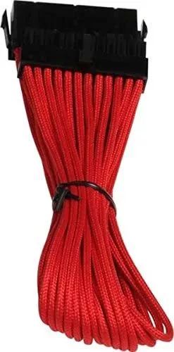 Cable de extensión ATX BITFENIX 30 cm 24 pines - manga roja negra