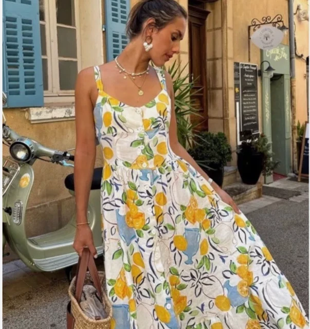 chinese dress ladies Zara Mustard Yellow Linen Halter Midi Dress main image 1