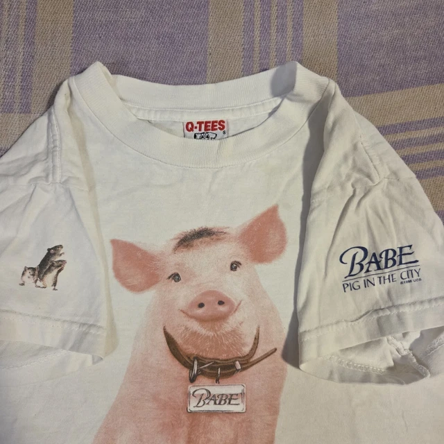 VINTAGE 1995 BABE the Pig Movie Promo T-Shirt Size L Little Pig