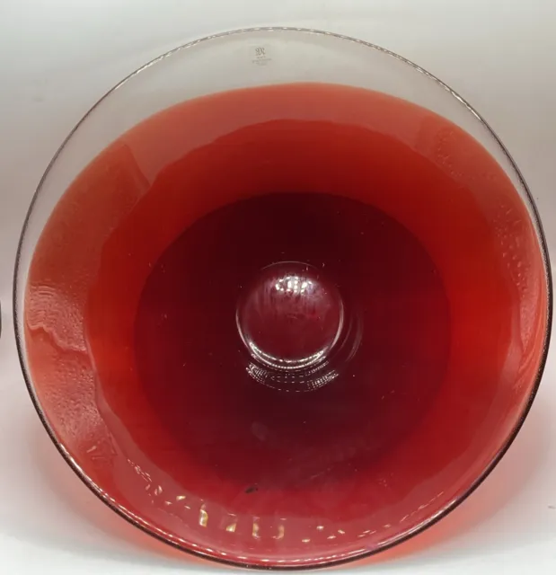 Vintage Mats Jonasson Large Red Art Glass Bowl Signed