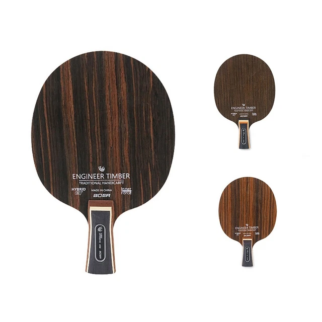 Durable Bottom Plate Black+Yellow Blade Dalbergia Ebony Paddle Ping Pong