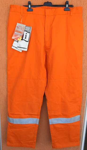 PORTWEST BizFlame Plus Trousers Flame Resistant Pants FR26 Orange 3XL W42-48 L31