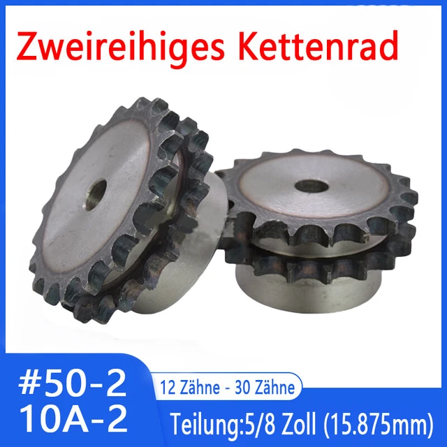 10A-2 Kettenrad Zweifach Duplex Kettenräder 12 - 30 Zähne Pitch 5/8" mit Nabe