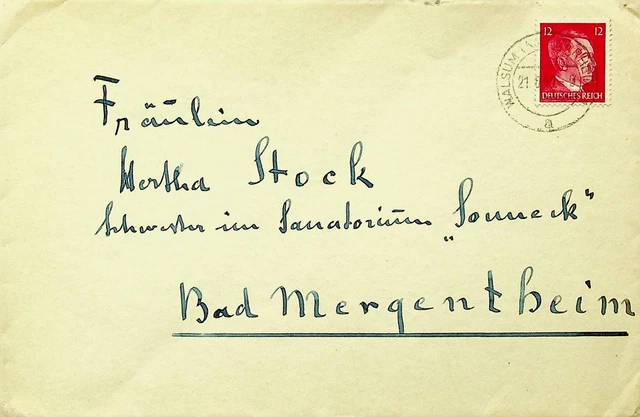 Deutschland 1940 WWII 12pf Auf Abdeckung Von Walsum Sich Schlechte Mergentheim