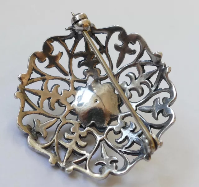 Brosche filigrane Arbeit eine Rose 835 Silber Vintage 70er brooch silver 3