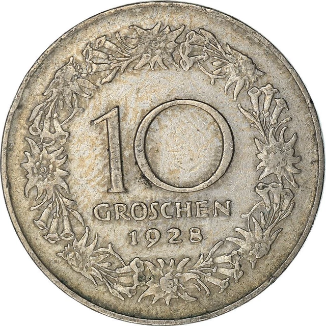 Austria 10 Groschen Coin | Edelweiss Flowers | 1925 - 1929