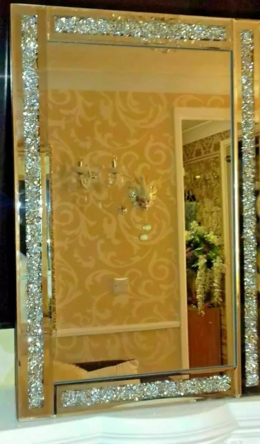 Loose diamond diamante gems crushed Jewell mirror 60x40cm lounge bedroom bling