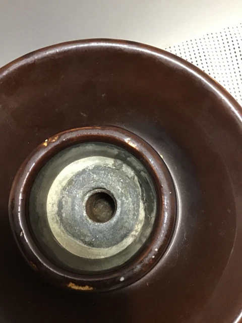 Vintage SBT Large  2 tier Glazed Porcelain Brown Insulator garden 8