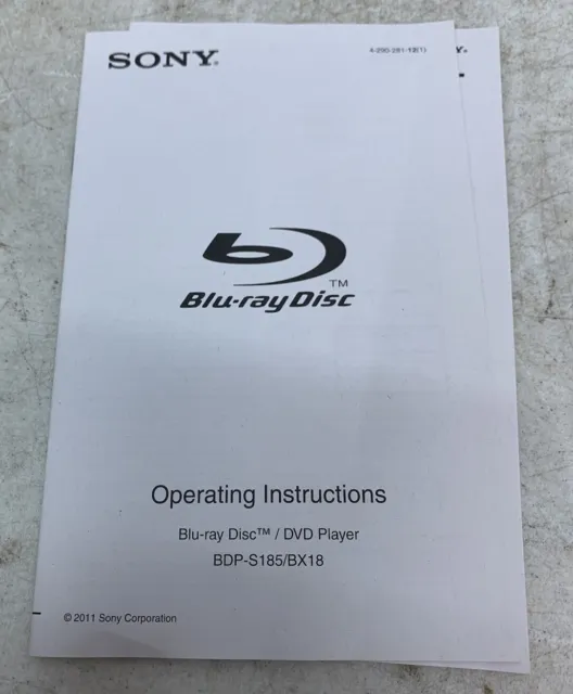 SONY DVD Blu-Ray Disc Player Operating Instructions Manual BDP-S185/BX18