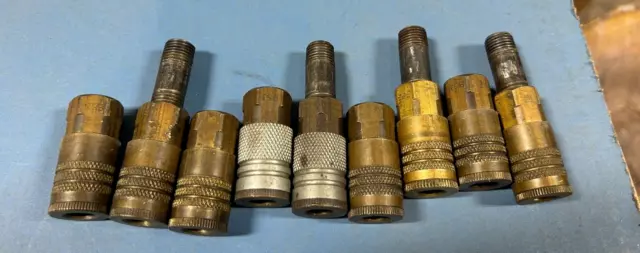 LOT OF 9 PARKER B53 COUPLER BODY, 1/4" FNPT, BRASS, couple repaired, used