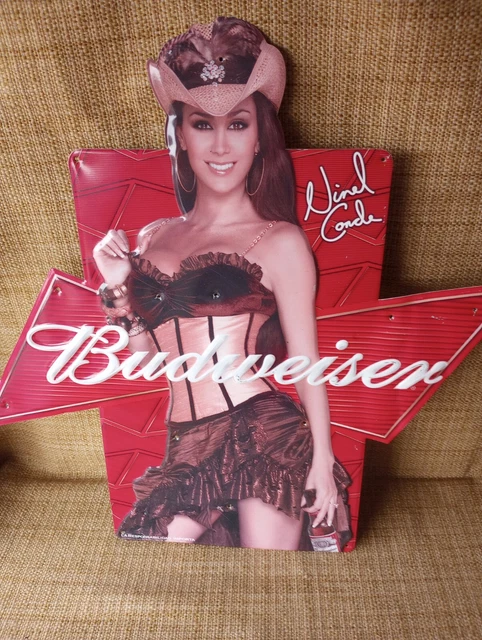 Rare BUDWEISER ANHEUSER BUSCH METAL TIN SIGN NINEL CONDE -  Damaged