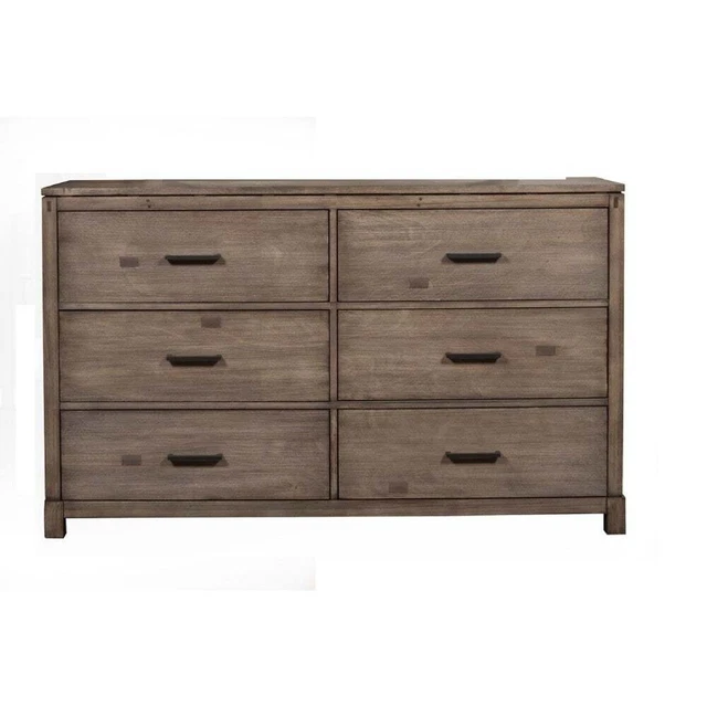 Capacious 6 Drawer Dresser in Mahogany Wood, Brown Brown 6-drawer