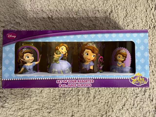 Disney Sofia The First Juice Glasses 8oz Multicolor Set of 4