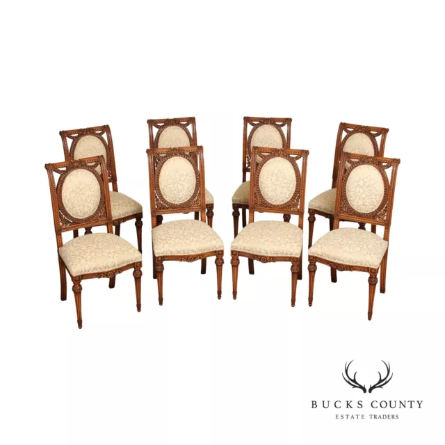 Englander Line French Louis XVI Style Set of Eight Carved Dining Chairs Englander Line French Louis XVI Style Set of Eight Carved Dining Chairs