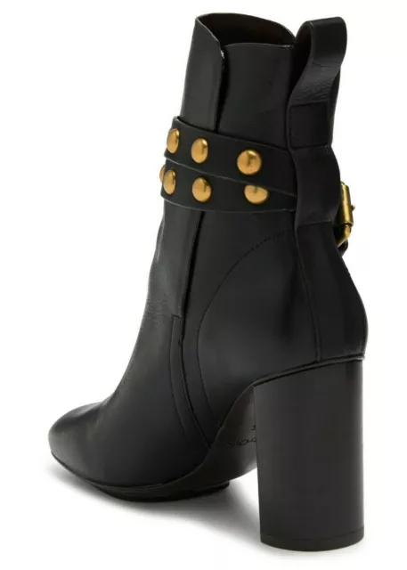 See by Chloe Neo Janis Studded Leather Ankle Boot Heel Black EU 35.5, US 5.5 3