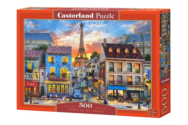 Puzzle 500 pièces Les rues de Paris 47x33cm de marque Castorland, neuf