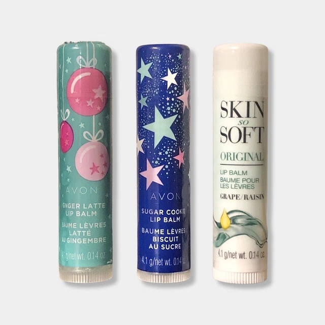Avon Ginger Latte Sugar Cookie Skin So Soft Original Grape Raisin Lip Balm Lot