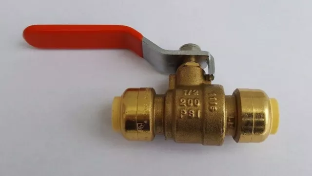 5 Pieces 1/2" Push Fit Ball Valve - Full Port, Lead Free Brass