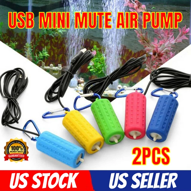 2X Mini USB Aquarium Oxygen Air Pump Fish Tank Silent Mute Energy Saving Tool US