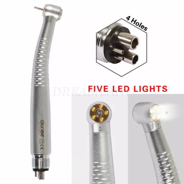 SANDENT 5 Light LED E-Generator Dental High Speed Optic Handpiece 2H/4H Pck