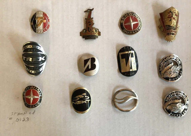 Vintage bike head badges-12 count - lot 2