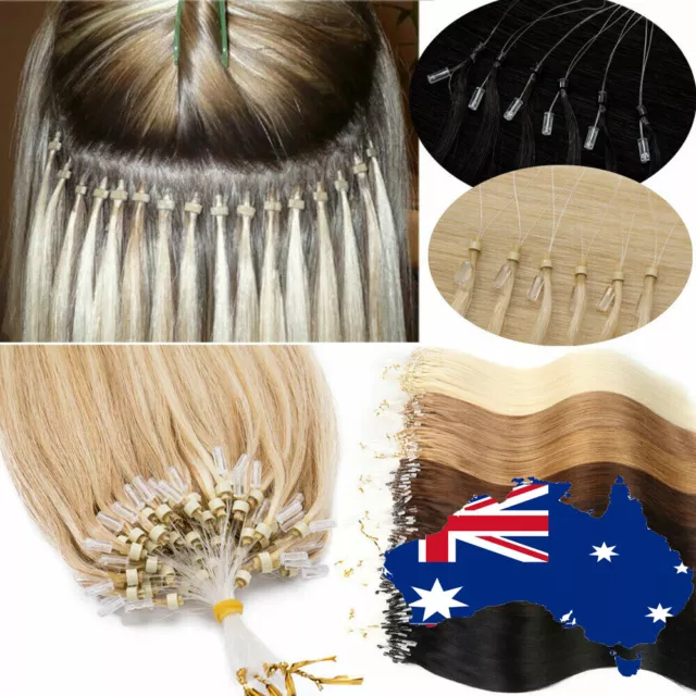 20" Micro Ring Beads Loop 100% Remy Real Human Hair Extensions 100s 200s AU Stoc