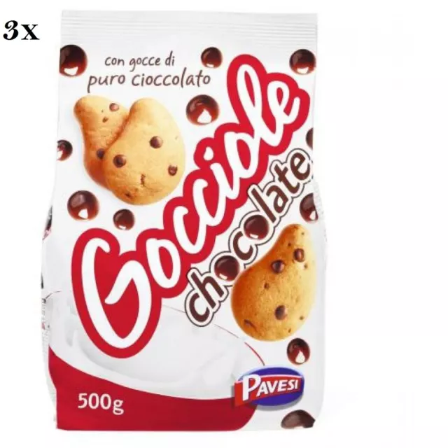 3x Pavesi  Kekse Gocciole 500g Italien biscuits cookies kuchen brioche mit kakao