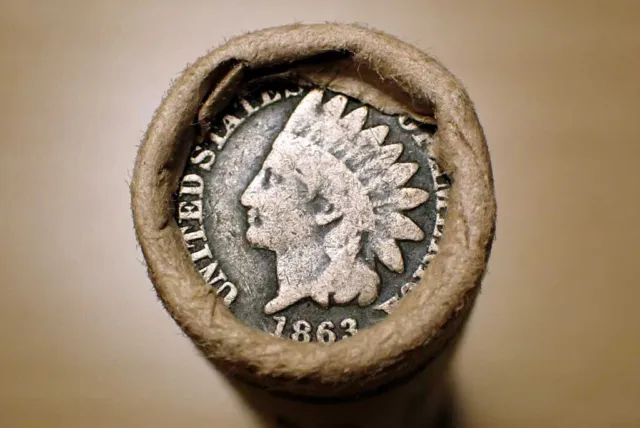 Estate Vintage Wrap Penny Roll 1863 Indian Head Red Rd Wheat End Unopened Sealed