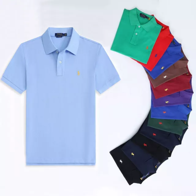 *Ralph *Lauren polo uomo t-shirt top maglietta per il tempo libero con logo in cotone