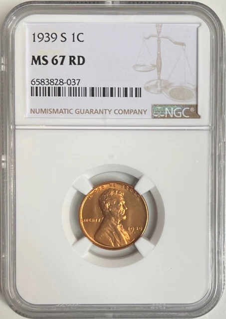 1939 S Lincoln Wheat Cent NGC MS67RD Copper Registry Coin 1C