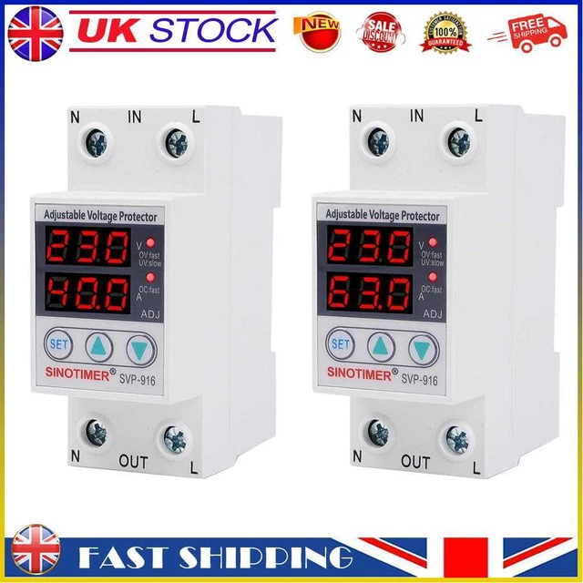 Single-phase AC 230V Din Rail Voltage Surge Protector Relay with Limit Current #