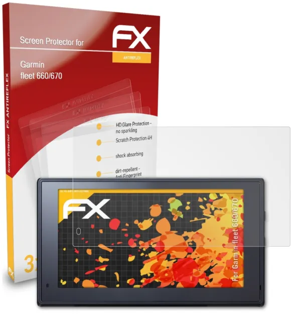 atFoliX 3x Film Protection d'écran pour Garmin fleet 660/670 mat&antichoc