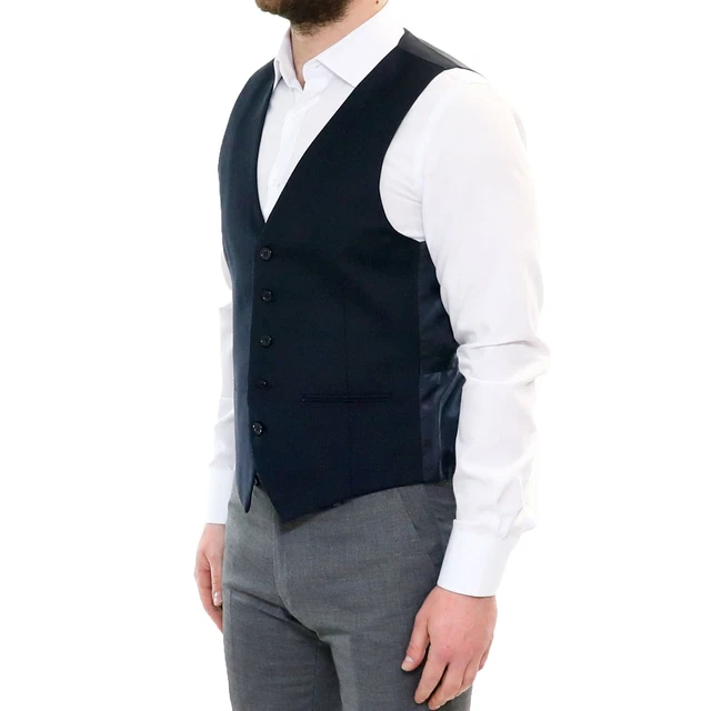 Gilet Panciotto Uomo Blu  Elegante Classico Smanicato Per Abito S M L XL XXL 2