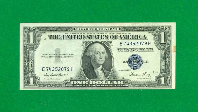 $1 1935-E 1 E/H Block Blue Seal Silver Certificate Circ.