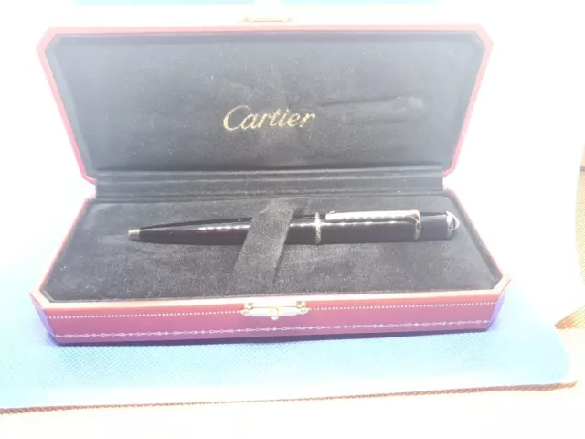 CARTIER DIABLO PENNA A SFERA NERA Platinum , Pari al nuovo. ALTRE.