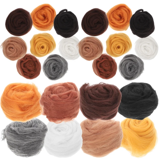24 piezas Palillos Tiras de lana Hilo de lana Roving Kits para niños Fieltro de lana