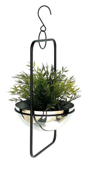 Blumenampel Innen Metall Wand Hängepflanzen 45 cm 96083 S mit Topf Silber Modern 3