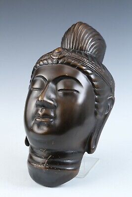 Old Vintage Beautiful Japanese Buddhism Bronze Mask -Kannon- 観音