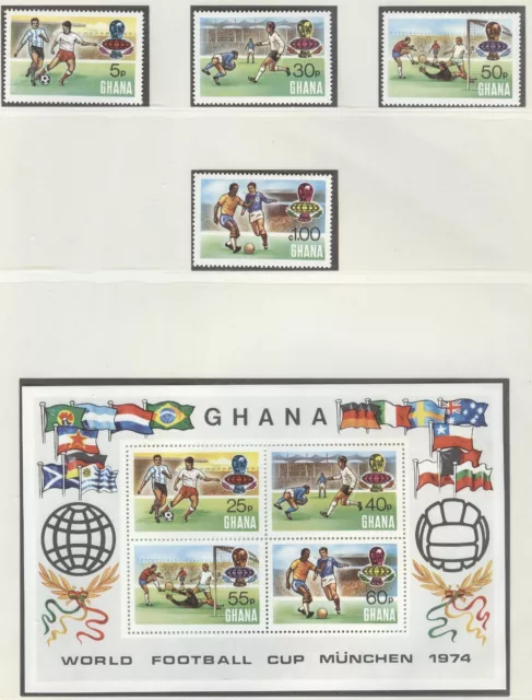 Ghana World Championship Soccer Germany 1974 perforated set and block MNH