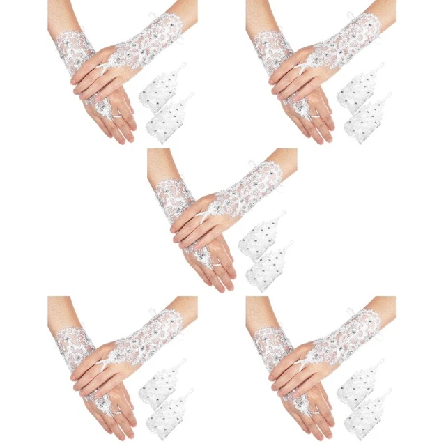 5 paia rete pizzo eleganti guanti da sposa per treccia