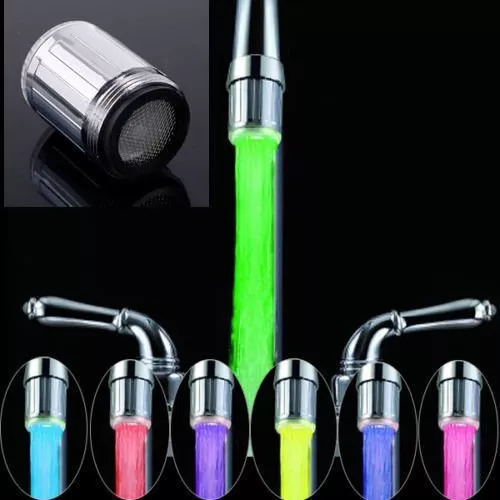 7 Color Glow Shower Waterfall Led Light Water Faucet Kitchen Bath Color Changing