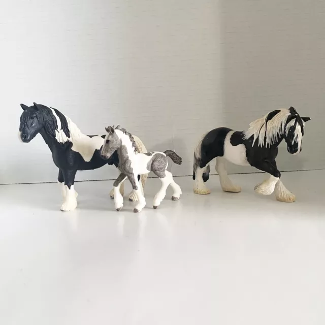 Schleich Tinker Gypsy Pinto Family Stallion Mare And Foal Lot