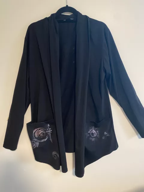 2x Hand Painted In Style Of Blue Fish Open Cardigan Moon Phase