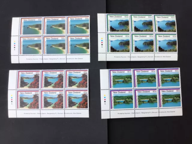 New Zealand Nhm Plate  Block Set-1986 Coastal Scenery Sg 1395/8