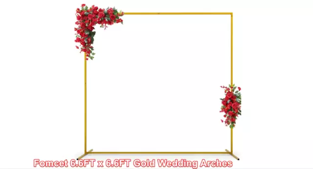 6.6FT x 6.6FT Gold Wedding Arches for Ceremony Rectangular Metal Balloon Stand