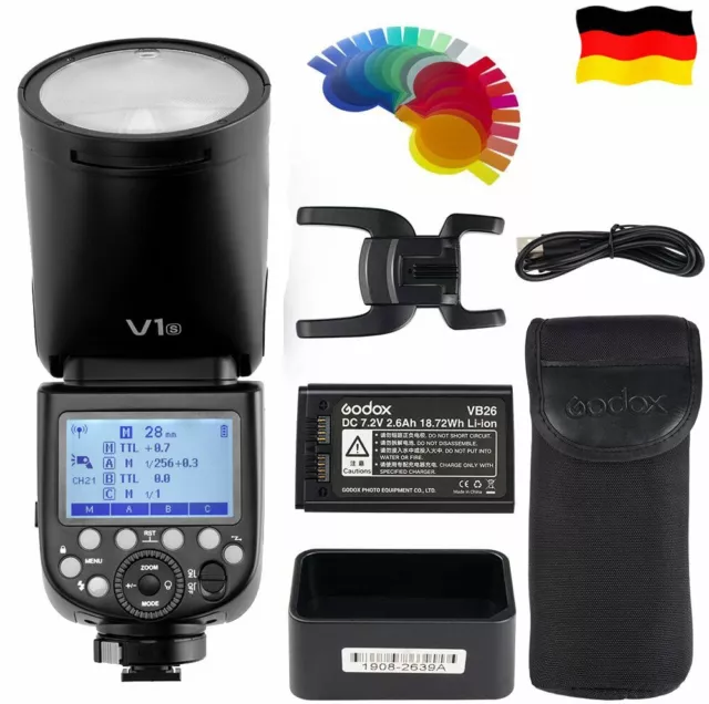 Godox V1S V1-S TTL HSS Blitz Rundblitzgerät mit Akku für Sony Kamera