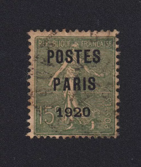 ❤️ Timbre de France Préoblitéré, N° 25, 15 c Semeuse Poste Paris 1920 2408B ❤️❤️