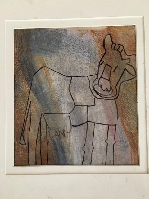 Janet Sorokin Abstract Color Field with Cow SERIGRAPH COLLAGE