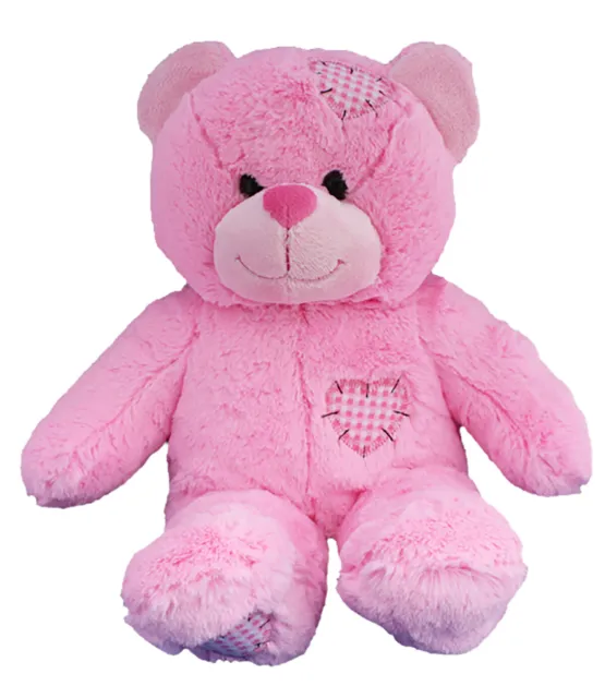 Cuddly Soft 16 inch Stuffed Pink Patches Teddy Bear...We stuff 'em...you love 'e